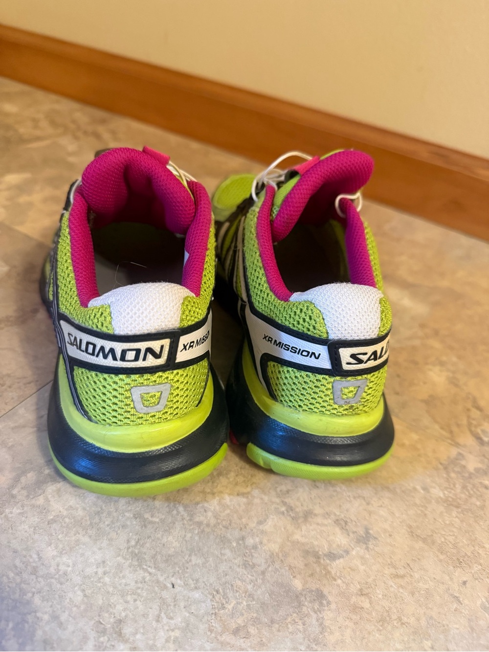Salomon Women's Trail Runners in Lime Green and Pink - Picture 3 of 4